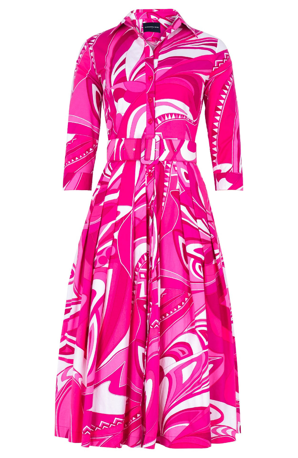 Audrey Dress #2 Shirt Collar 3/4 Sleeve Midi Length Cotton Stretch (Pucciesque Africani)