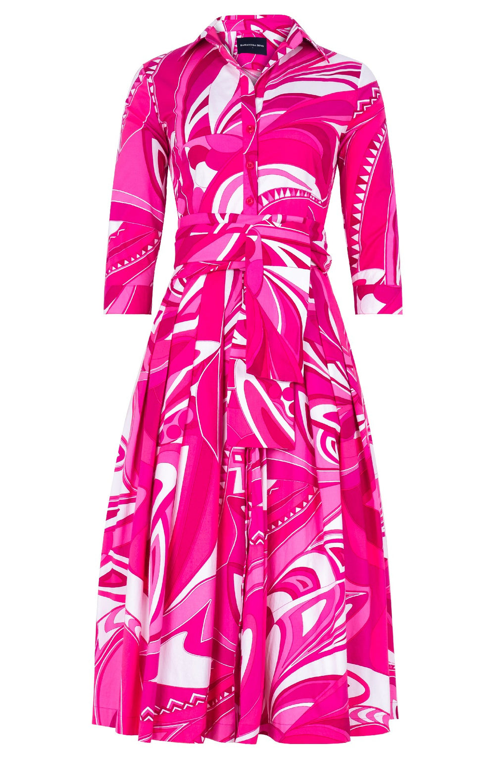 Audrey Dress #2 Shirt Collar 3/4 Sleeve Midi Length Cotton Stretch (Pucciesque Africani)