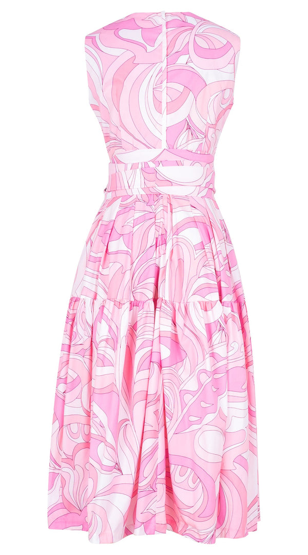 Rose Dress Crew Neck Sleeveless Midi Length Cotton Stretch (Pucciesque Graphic)