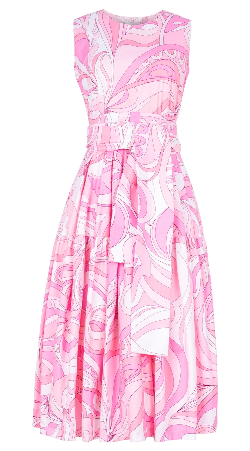 Rose Dress Crew Neck Sleeveless Midi Length Cotton Stretch (Pucciesque Graphic)