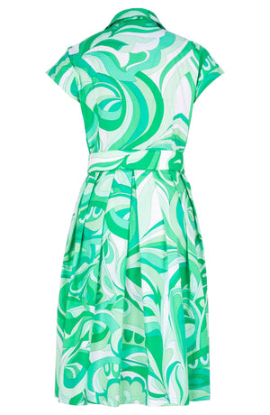 Audrey Dress #1 Shirt Collar Cap Sleeve Regular Length Cotton Stretch (Pucciesque Graphic)
