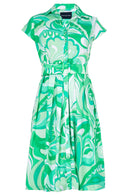 Audrey Dress #1 Shirt Collar Cap Sleeve Regular Length Cotton Stretch (Pucciesque Graphic)