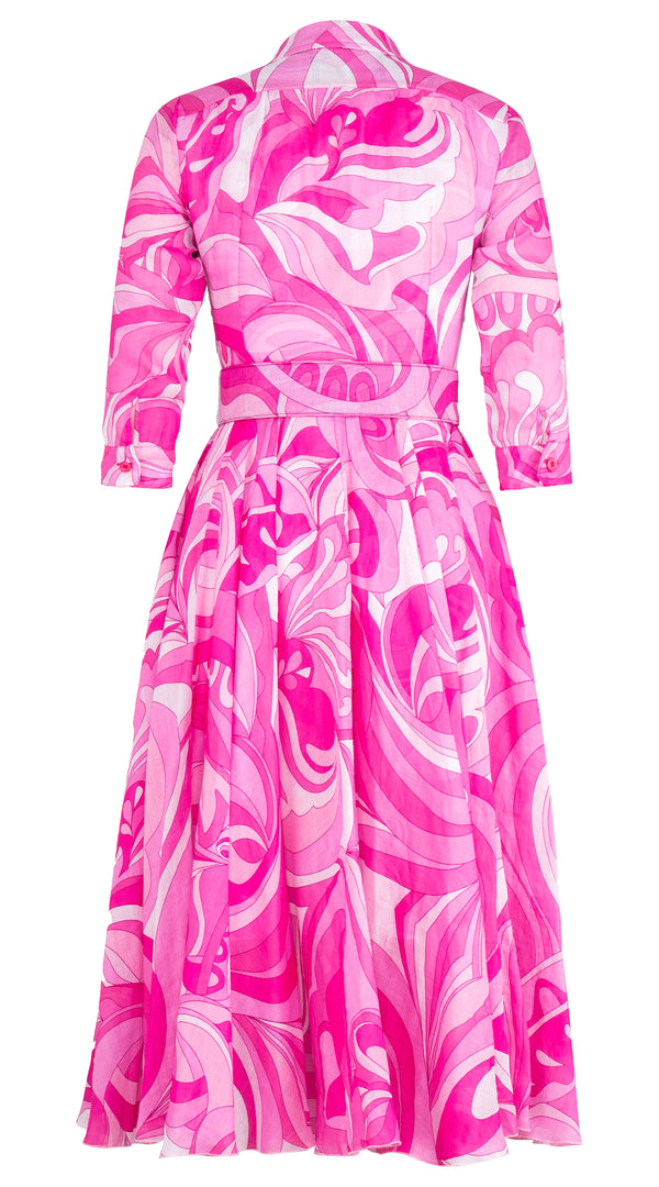 Camicia Aster con colletto, manica 3/4, lunghezza midi, in ramie (grafica Pucciesque)
