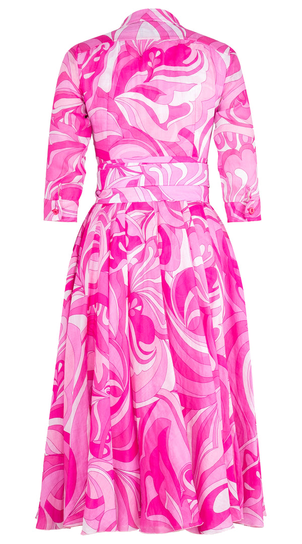 Camicia Aster con colletto, manica 3/4, lunghezza midi, in ramie (grafica Pucciesque)