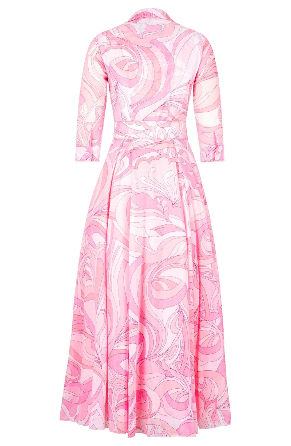 Avenue Dress Shirt Collar 3/4 Sleeve Maxi Length Cotton Musola (Pucciesque Graphic)