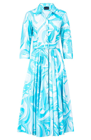 Laurent Dress Shirt Collar 3/4 Sleeve Long Length Cotton Stretch (Pucciesque Graphic)