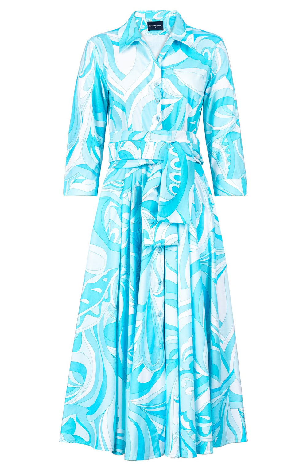 Laurent Dress Shirt Collar 3/4 Sleeve Long Length Cotton Stretch (Pucciesque Graphic)