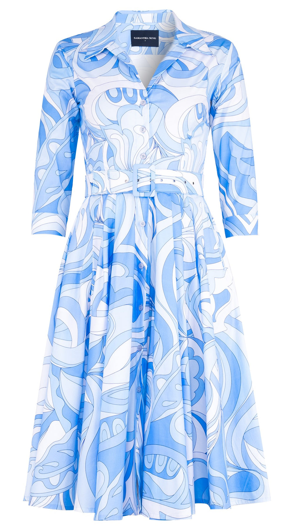 Laurent Dress Shirt Collar 3/4 Sleeve Long Length Cotton Poplin (Pucciesque Graphic)
