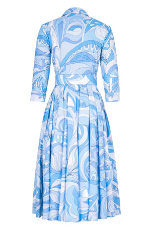 Laurent Dress Shirt Collar 3/4 Sleeve Midi Length Cotton Stretch (Pucciesque Graphic)