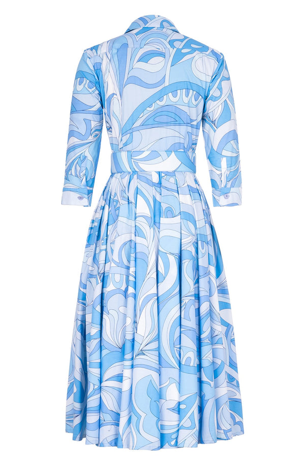 Laurent Dress Shirt Collar 3/4 Sleeve Midi Length Cotton Stretch (Pucciesque Graphic)