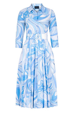 Laurent Dress Shirt Collar 3/4 Sleeve Midi Length Cotton Stretch (Pucciesque Graphic)