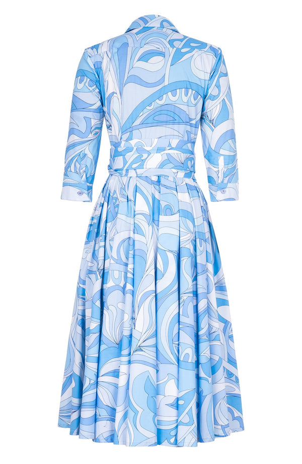 Laurent Dress Shirt Collar 3/4 Sleeve Midi Length Cotton Stretch (Pucciesque Graphic)