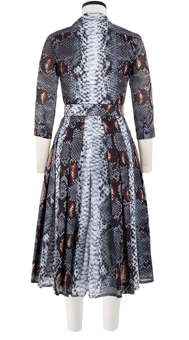 Audrey Dress #4 Shirt Collar 3/4 Sleeve Long +3 Length Cotton Musola (Python New Straight Bright)