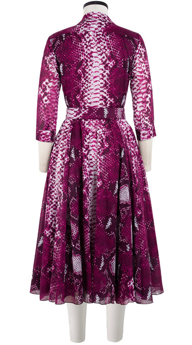 Avenue Dress Shirt Collar 3/4 Sleeve Midi Length Cotton Musola (Python New Straight Bright)