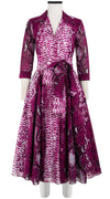 Avenue Dress Shirt Collar 3/4 Sleeve Midi Length Cotton Musola (Python New Straight Bright)
