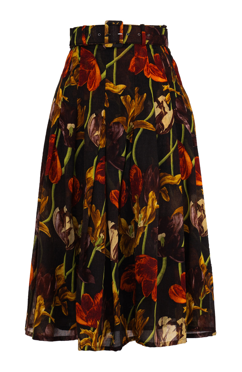 Zeller Skirt Midi Length Wool (Rambrand Tulip) - Sepia