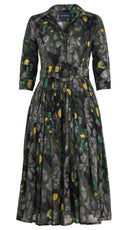 Audrey Dress #4 Shirt Collar 3/4 Sleeve Midi Length Wool Musola (Rangford Marble)