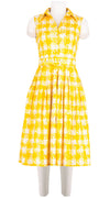 Audrey Dress #2 Shirt Collar Sleeveless Long Length Cotton Stretch (Ratan Houndstooth)