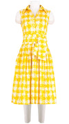 Audrey Dress #2 Shirt Collar Sleeveless Long Length Cotton Stretch (Ratan Houndstooth)