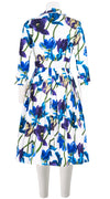 Audrey Dress #2 Shirt Collar 3/4 Sleeve Long Length Cotton Stretch (Rambrandt Tulip)