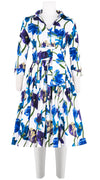 Audrey Dress #2 Shirt Collar 3/4 Sleeve Long Length Cotton Stretch (Rambrandt Tulip)