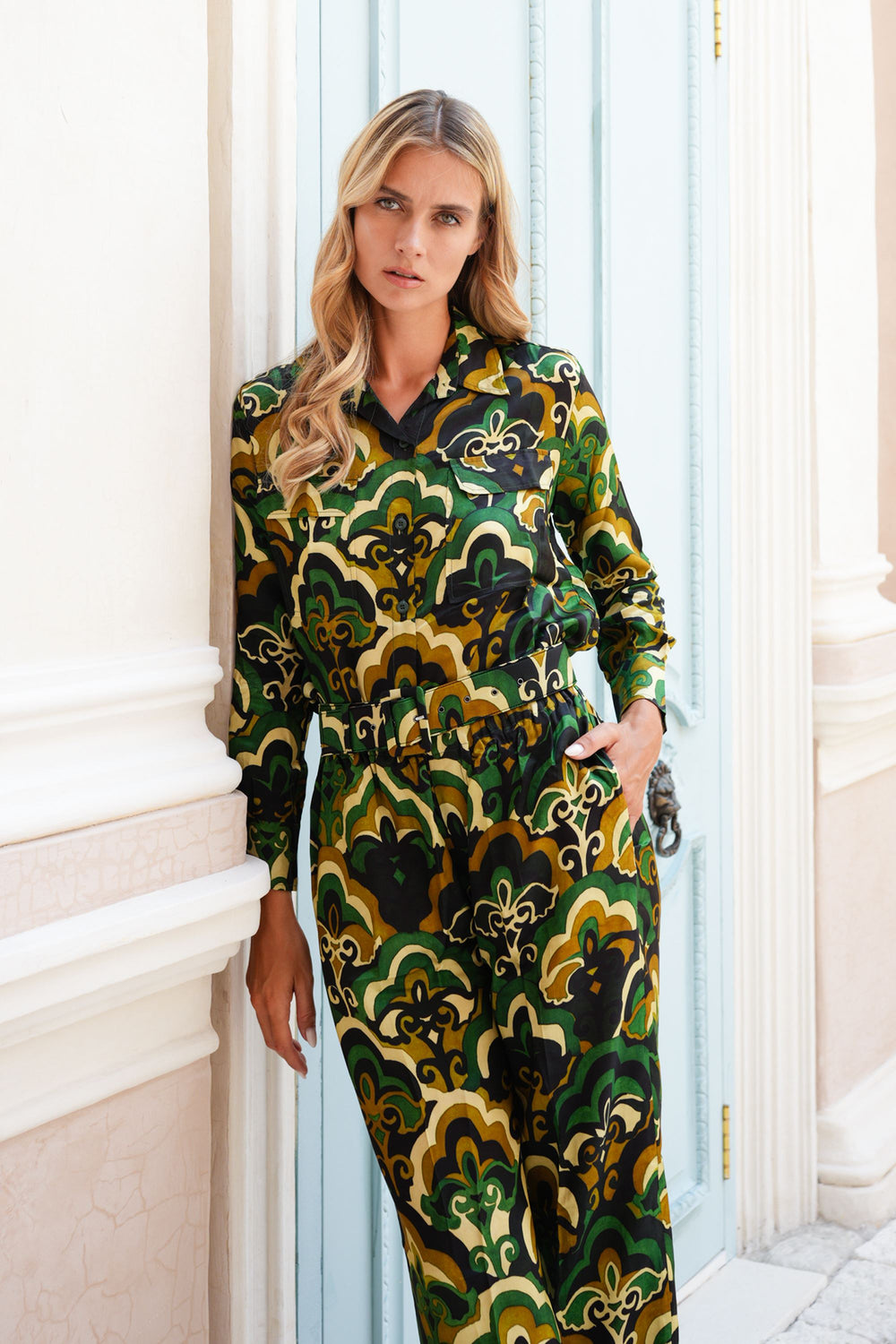 Pajama Shirt & Pajama Pants Silk Twill (Retro)