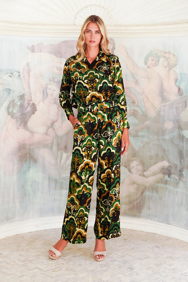Pajama Shirt & Pajama Pants Silk Twill (Retro)
