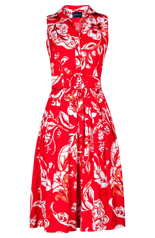 Audrey Dress #1 Shirt Collar Sleevelesss Long Length Cotton Stretch (Riviera Beach)