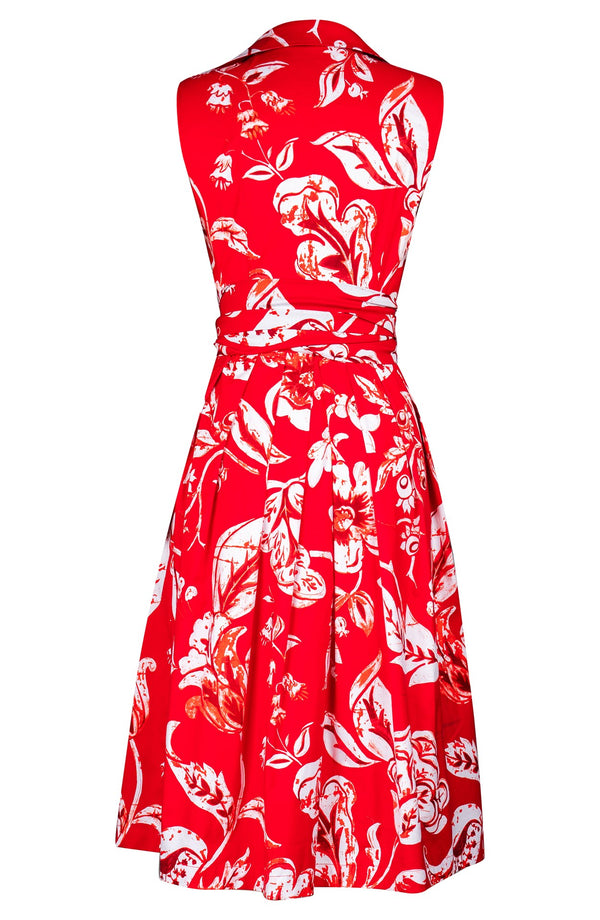 Audrey Dress #1 Shirt Collar Sleevelesss Long Length Cotton Stretch (Riviera Beach)
