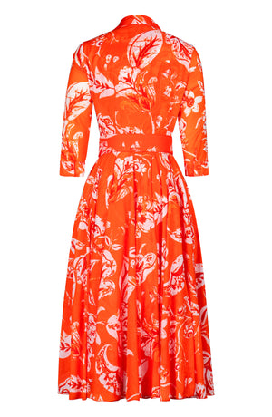 Aster Dress Shirt Collar 3/4 Sleeve Midi Plus Length Cotton Musola (Riviera Beach)