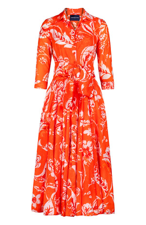Aster Dress Shirt Collar 3/4 Sleeve Midi Plus Length Cotton Musola (Riviera Beach)