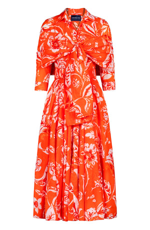 Aster Dress Shirt Collar 3/4 Sleeve Midi Plus Length Cotton Musola (Riviera Beach)