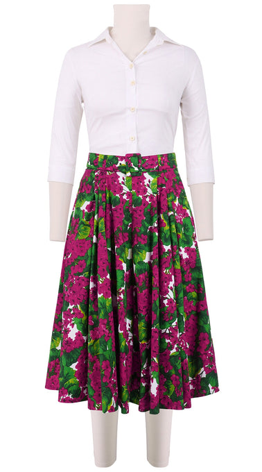 Vivien Skirt Long Length Cotton Stretch (Rockcress Flower White)