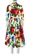 Audrey Dress #2 Shirt Collar 3/4 Sleeve Midi Length Cotton Stretch (Rose Blossom)