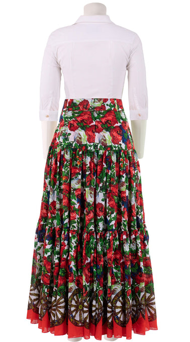 Emma Skirt Maxi Length Cotton Musola (Rose Wheel White)