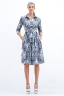 Audrey Dress #1 Shirt Collar 3/4 Sleeve Cotton Stretch (Russian Paisley)