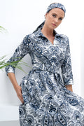 Audrey Dress #1 Shirt Collar 3/4 Sleeve Cotton Stretch (Russian Paisley)