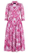 Aster Dress Shirt Collar 3/4 Sleeve Midi Length Cotton Musola (Russian Paisley)