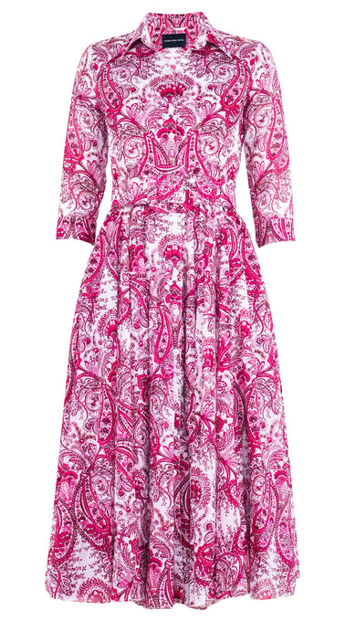 Aster Dress Shirt Collar 3/4 Sleeve Midi Length Cotton Musola (Russian Paisley)