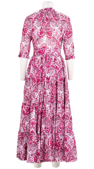 Eden Dress Crew Neck 3/4 Sleeve Maxi Length Cotton Musola (Russian Paisley)