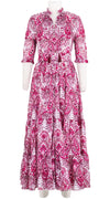 Eden Dress Crew Neck 3/4 Sleeve Maxi Length Cotton Musola (Russian Paisley)