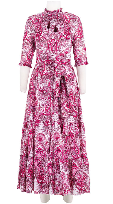 Eden Dress Crew Neck 3/4 Sleeve Maxi Length Cotton Musola (Russian Paisley)