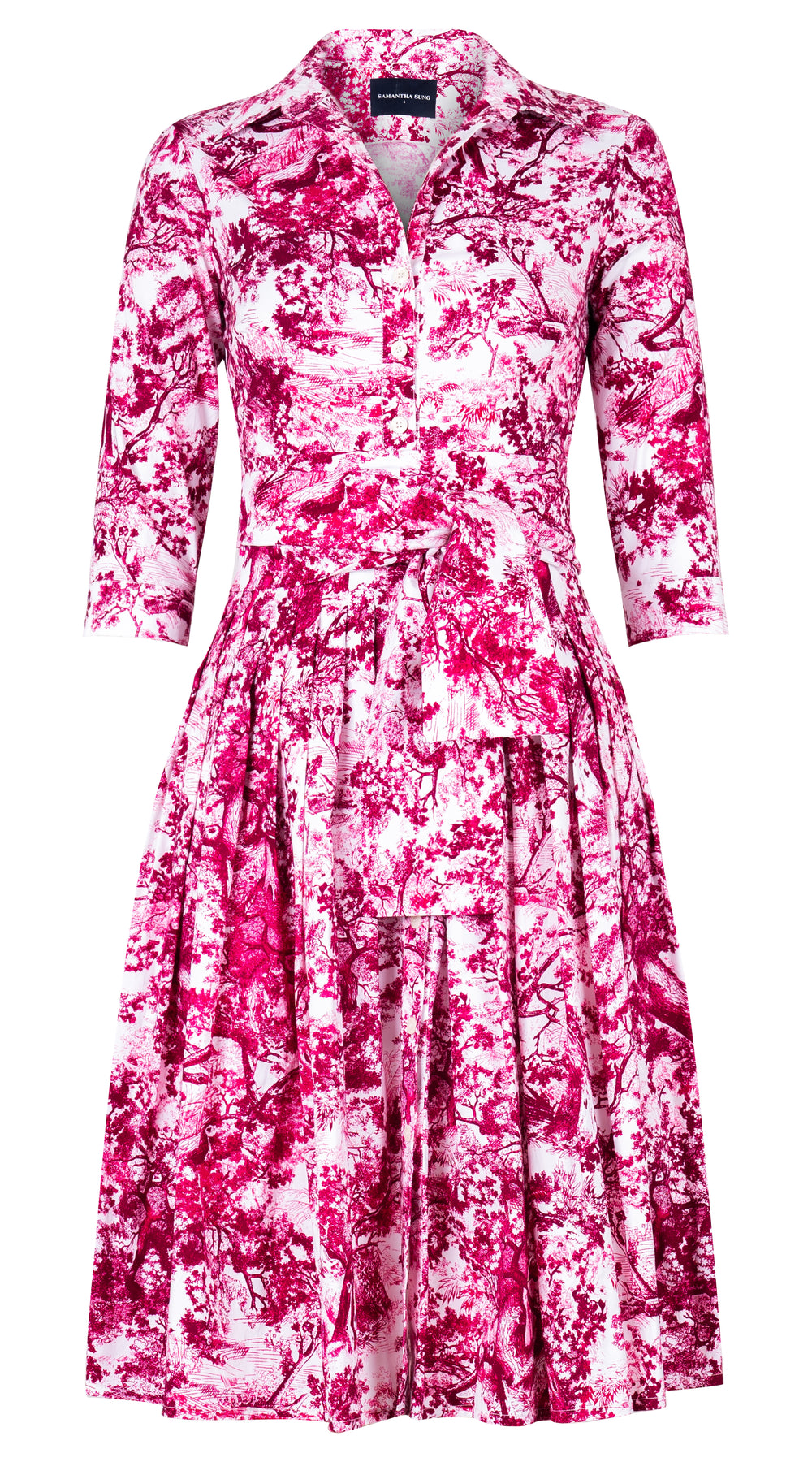 [Off the Rack] Audrey Dress #2 Shirt Collar 3/4 Sleeve Long Length Cotton Stretch (Safari Toile New) @XS-XL