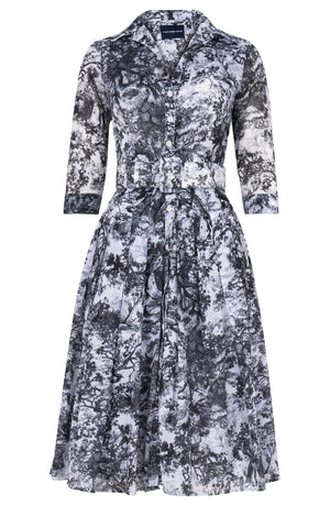 Audrey Dress #4 Shirt Collar 3/4 Sleeve Long Length Musola (Safari Toile New)