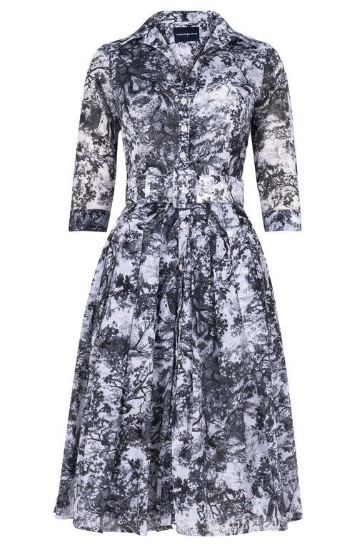 Audrey Dress #4 Shirt Collar 3/4 Sleeve Long Length Musola (Safari Toile New)