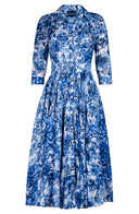 Aster Dress Shirt Collar 3/4 Sleeve Midi Length Cotton Musola (Safari Toile New)