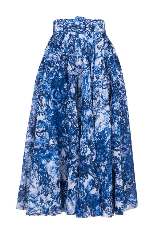 Aster Skirt #1 with Belt Midi Length Cotton Musola (Safari Toile New)