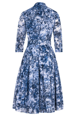 Audrey Dress #4 Shirt Collar 3/4 Sleeve Long Length Musola (Safari Toile New)