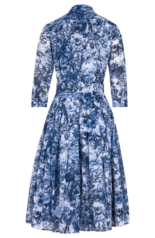 Audrey Dress #4 Shirt Collar 3/4 Sleeve Long Length Musola (Safari Toile New)