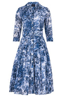 Audrey Dress #4 Shirt Collar 3/4 Sleeve Long Length Musola (Safari Toile New)